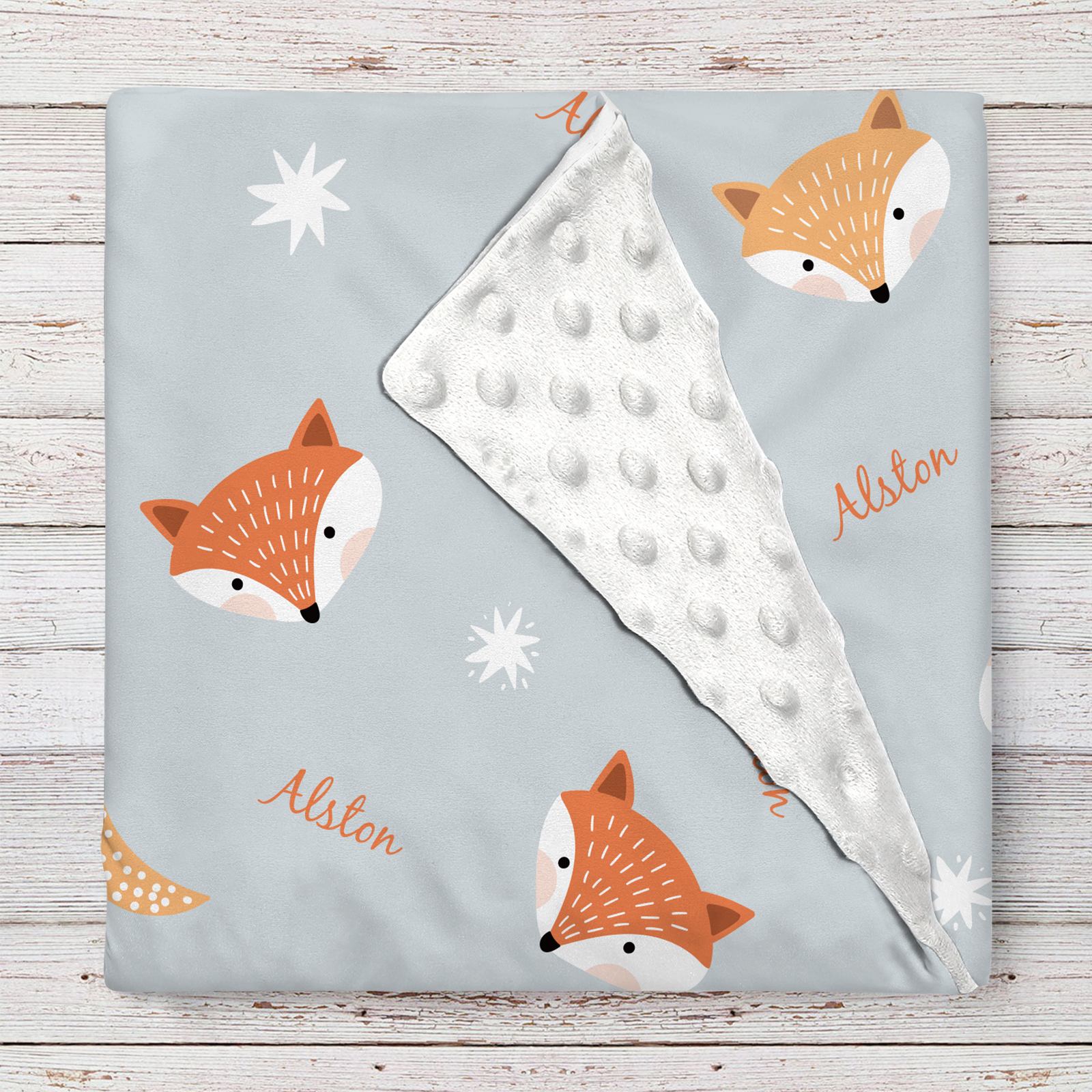 Cute Foxes Personalized Baby Name Blanket