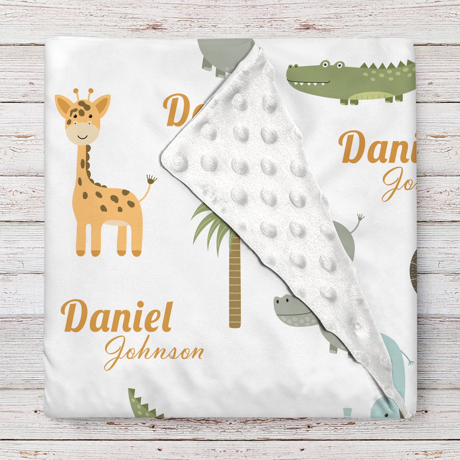 Animal Party Personalized Baby Name Blanket