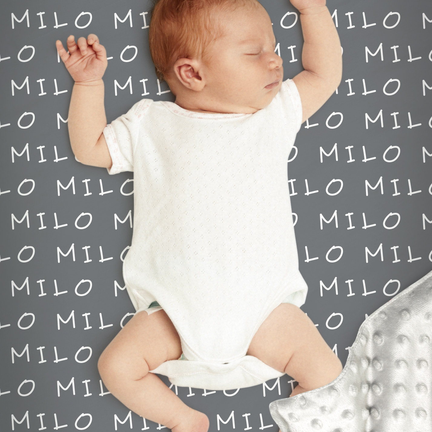 Milo's Gray Micro Fleece Plush Personalized Baby Blanket
