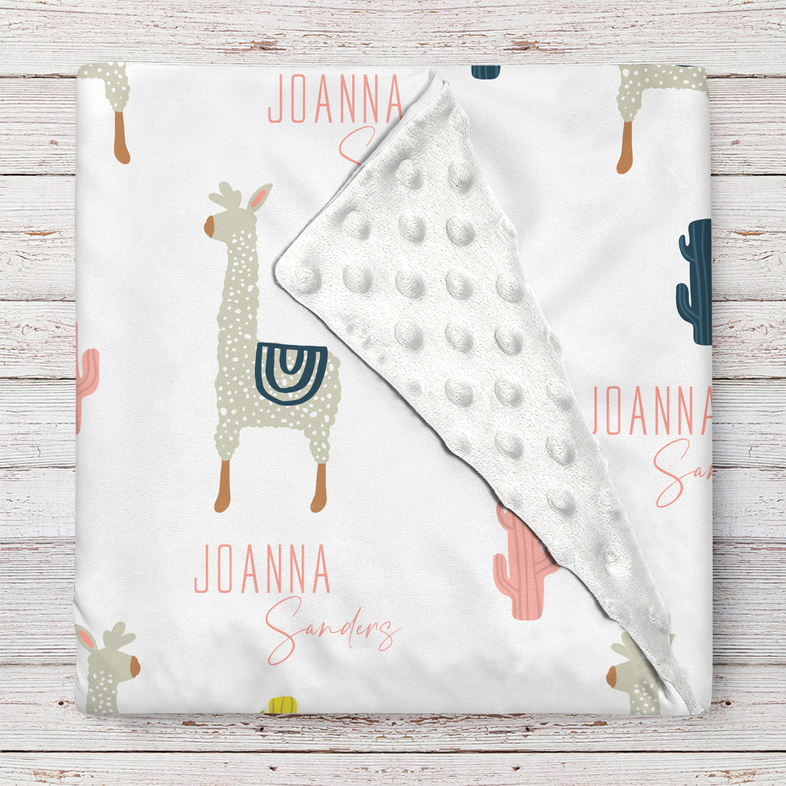 Joanna‘s Alpaca Personalized Baby Girl Name Blanket