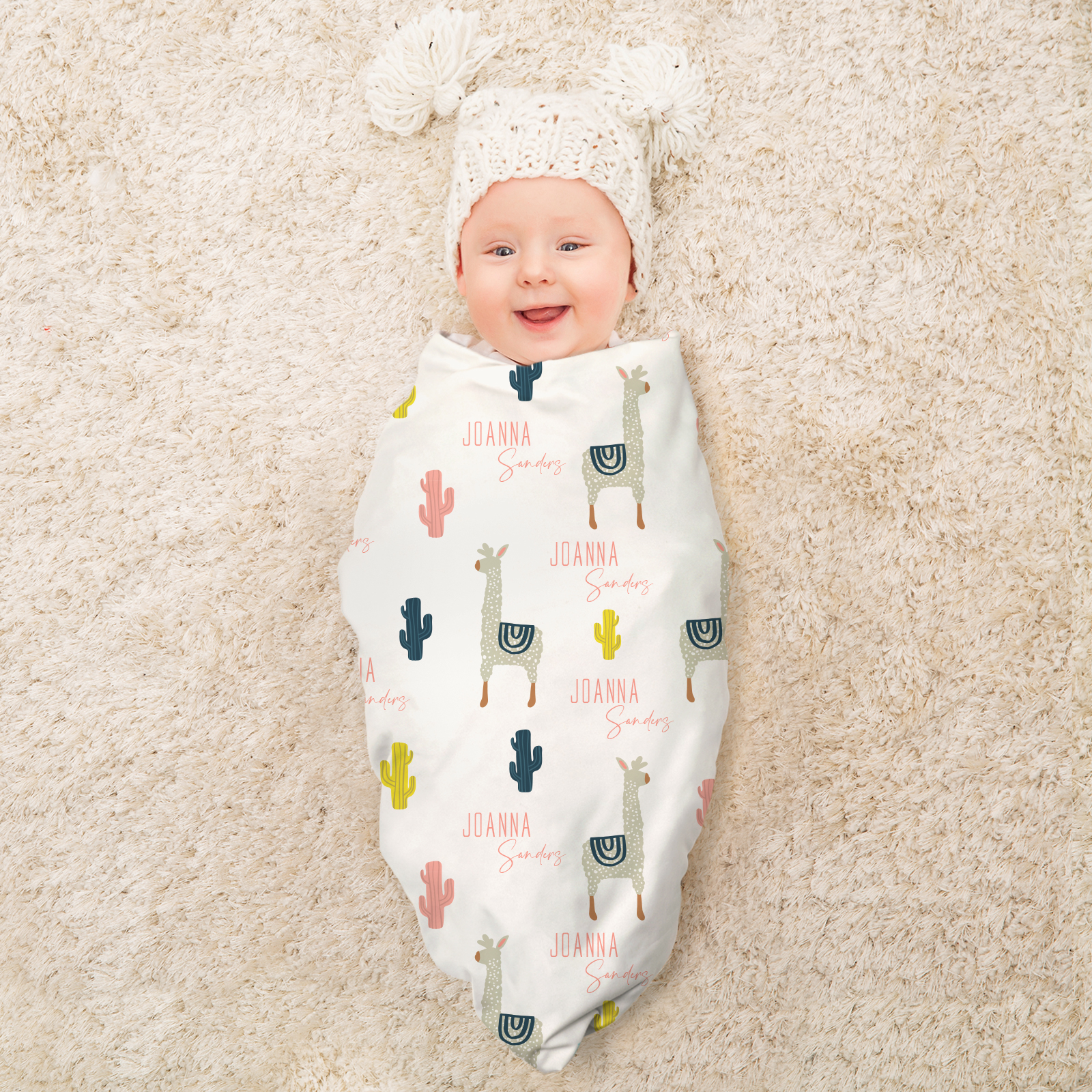 Joanna‘s Alpaca Personalized Baby Girl Name Blanket