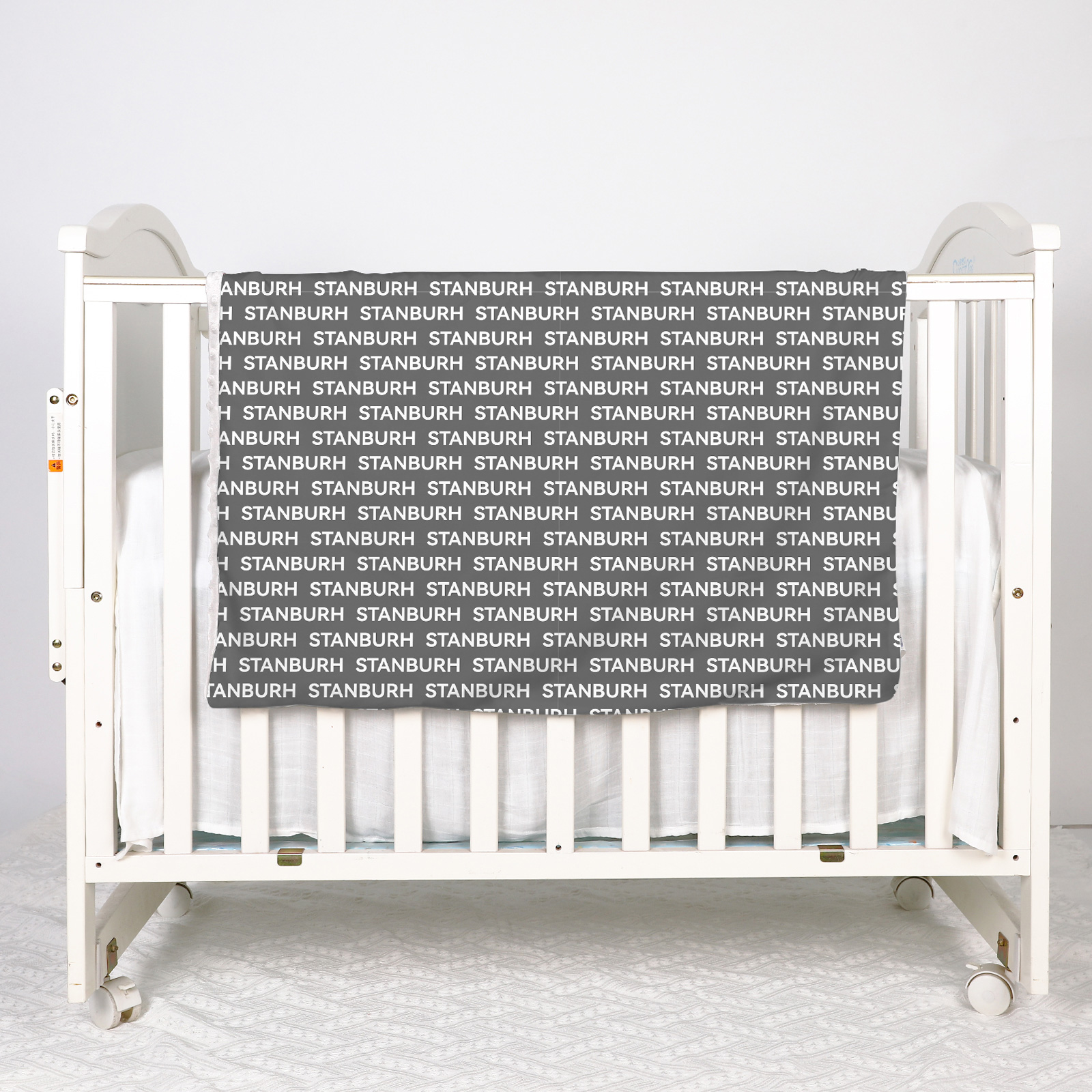 Dark Gray Personalized Baby Name Blanket 