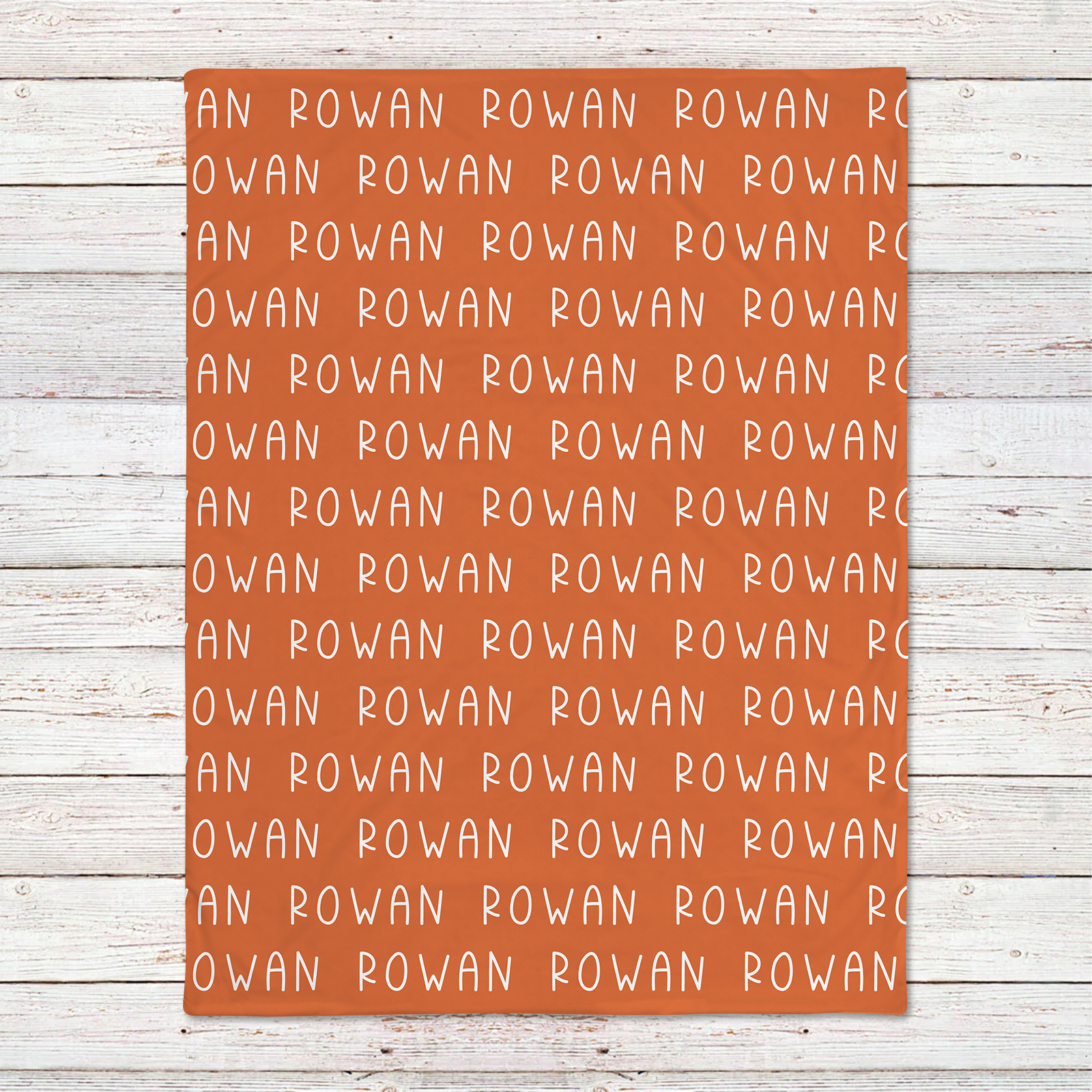 Rowan's Red Orange Tone Personalized Name Blanket