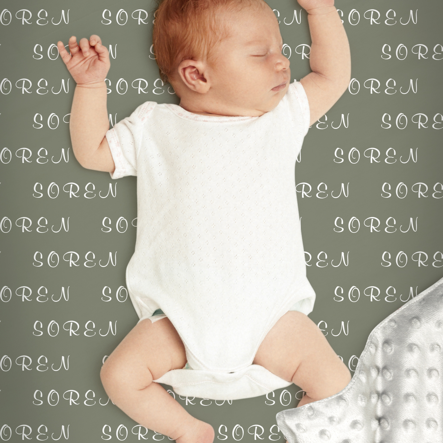 Soren's Light Gray Tone Personalized Name Blanket