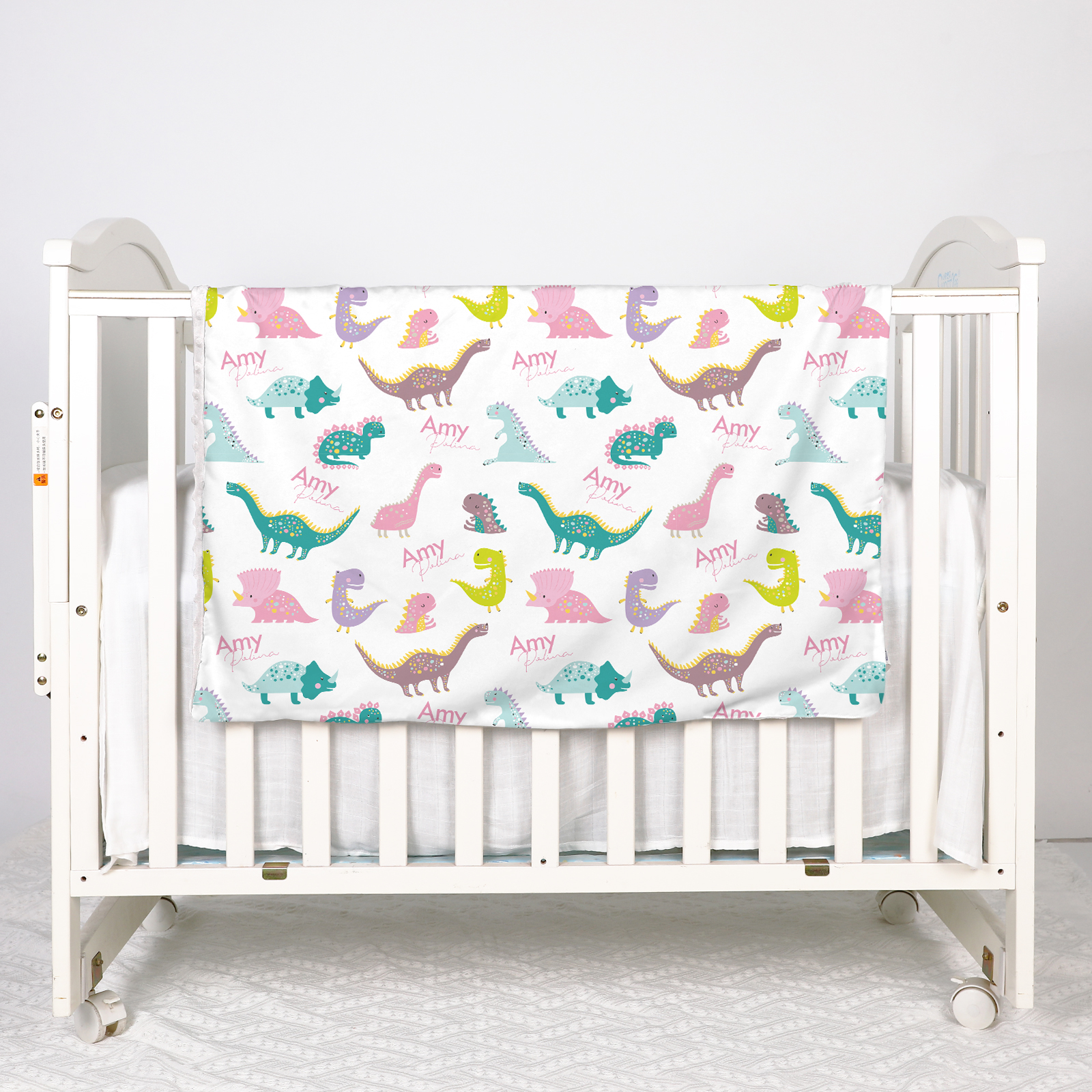 Amy's Personalized Jurassic Baby Girl Name Blanket