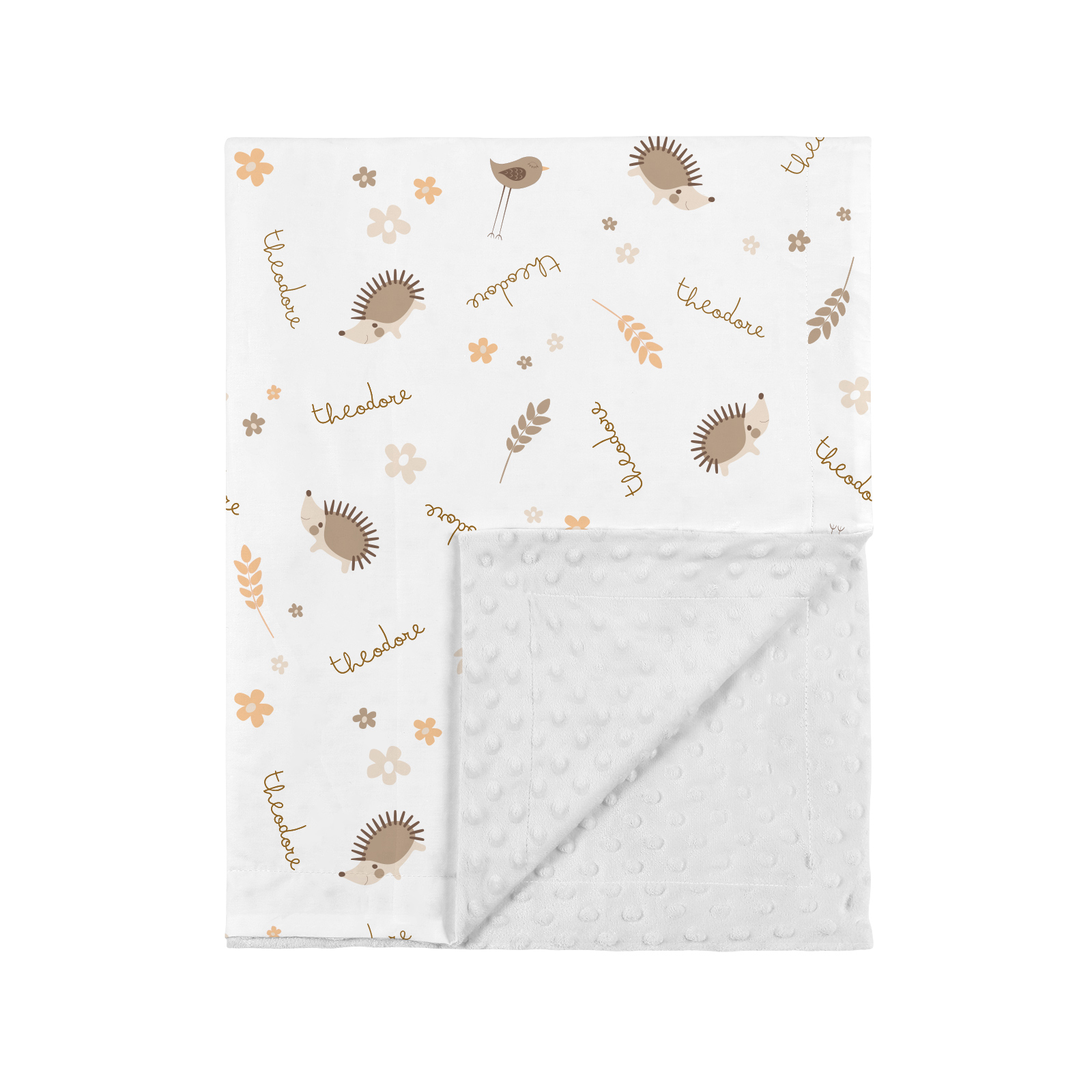 Birds and Flowers Personalized Baby Boy Name Blanket