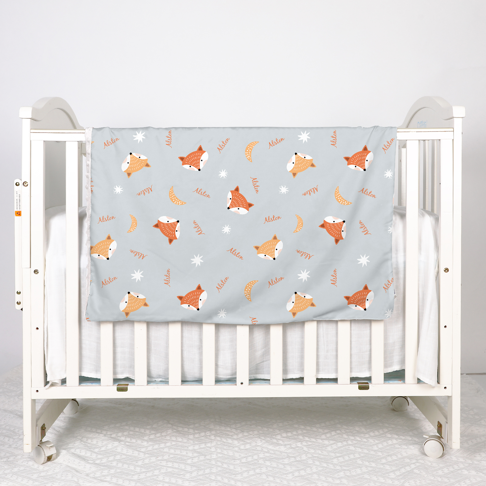 Cute Foxes Personalized Baby Name Blanket