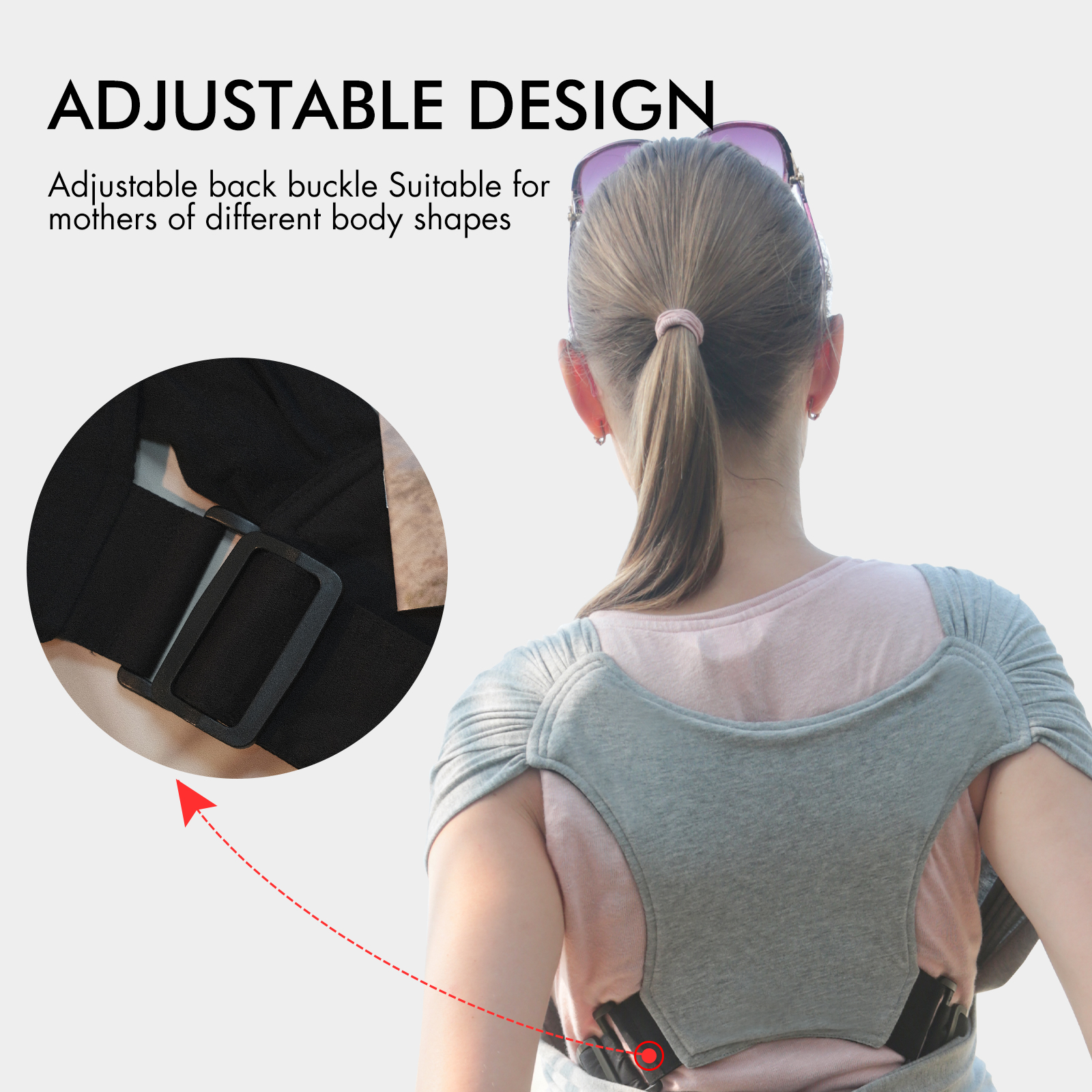 Light Gray | 0-36 Months Baby Adjustable Carrier Wrap up to 35lbs