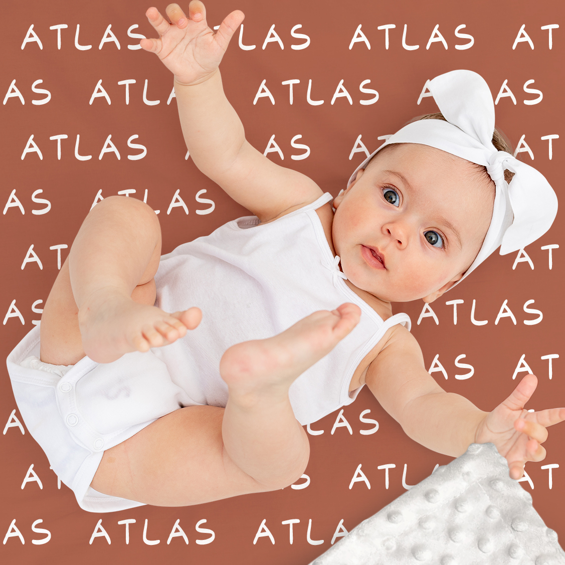 Atlas's Grayish Red Orange Tone Personalized Name Blanket