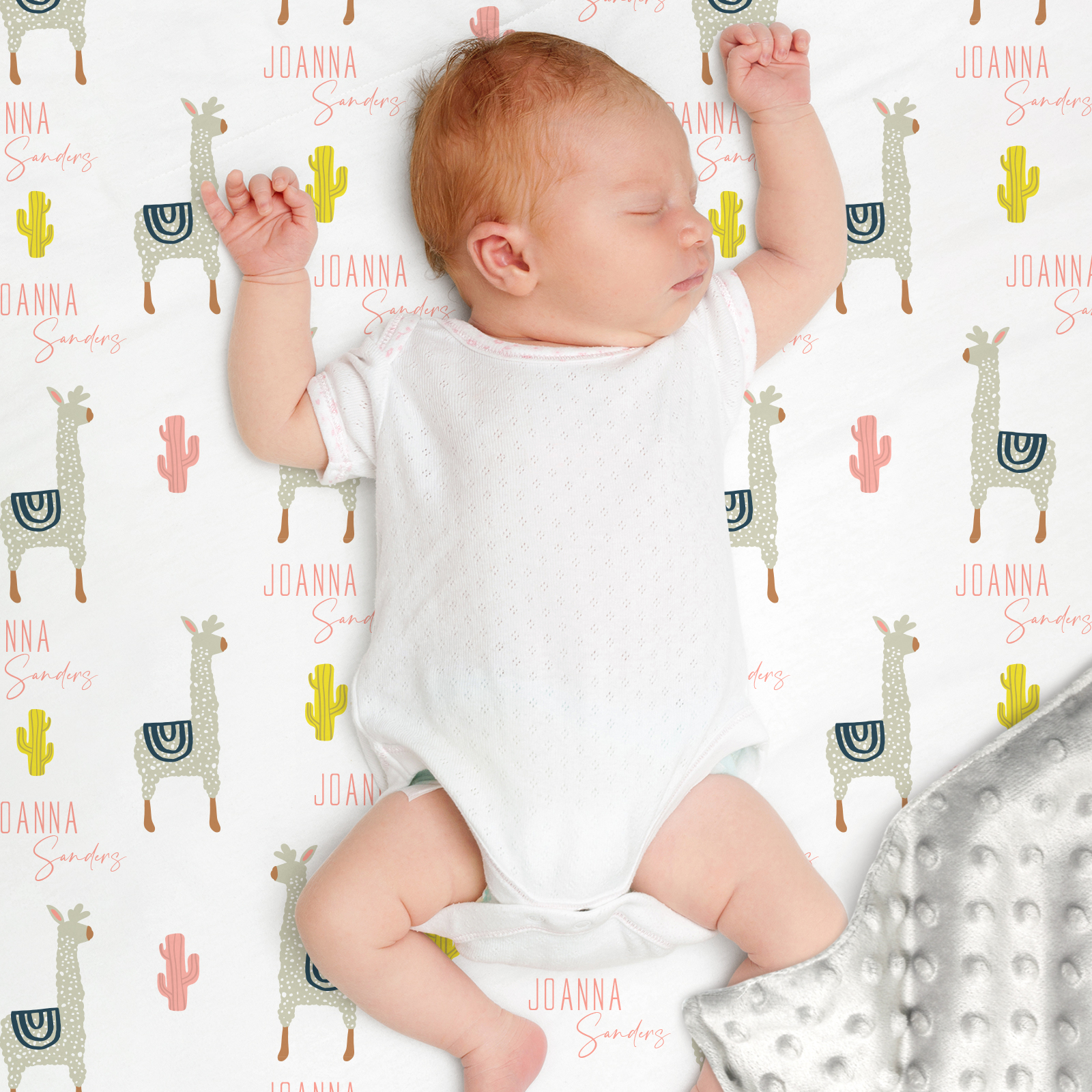 Joanna‘s Alpaca Personalized Baby Girl Name Blanket