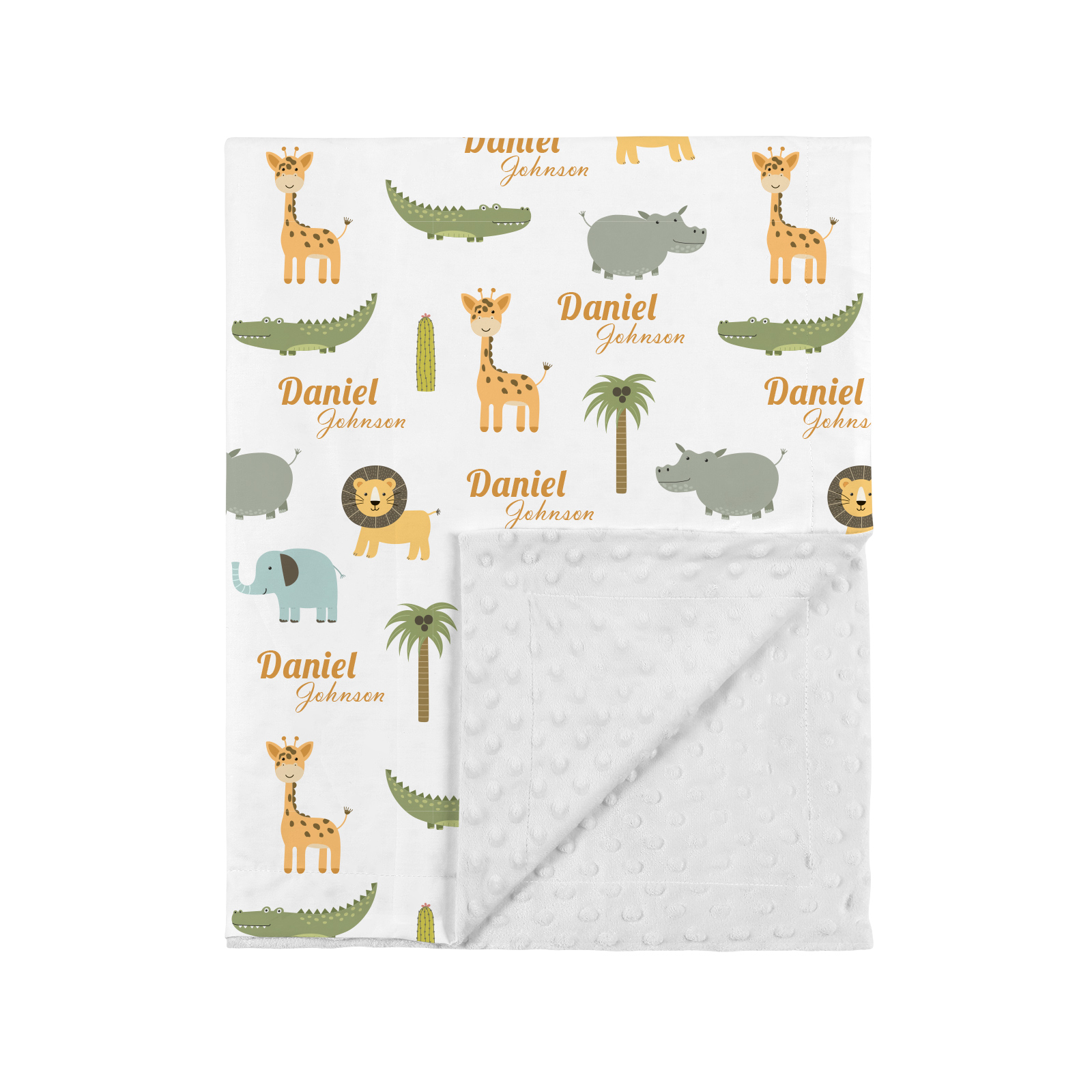 Animal Party Personalized Baby Name Blanket