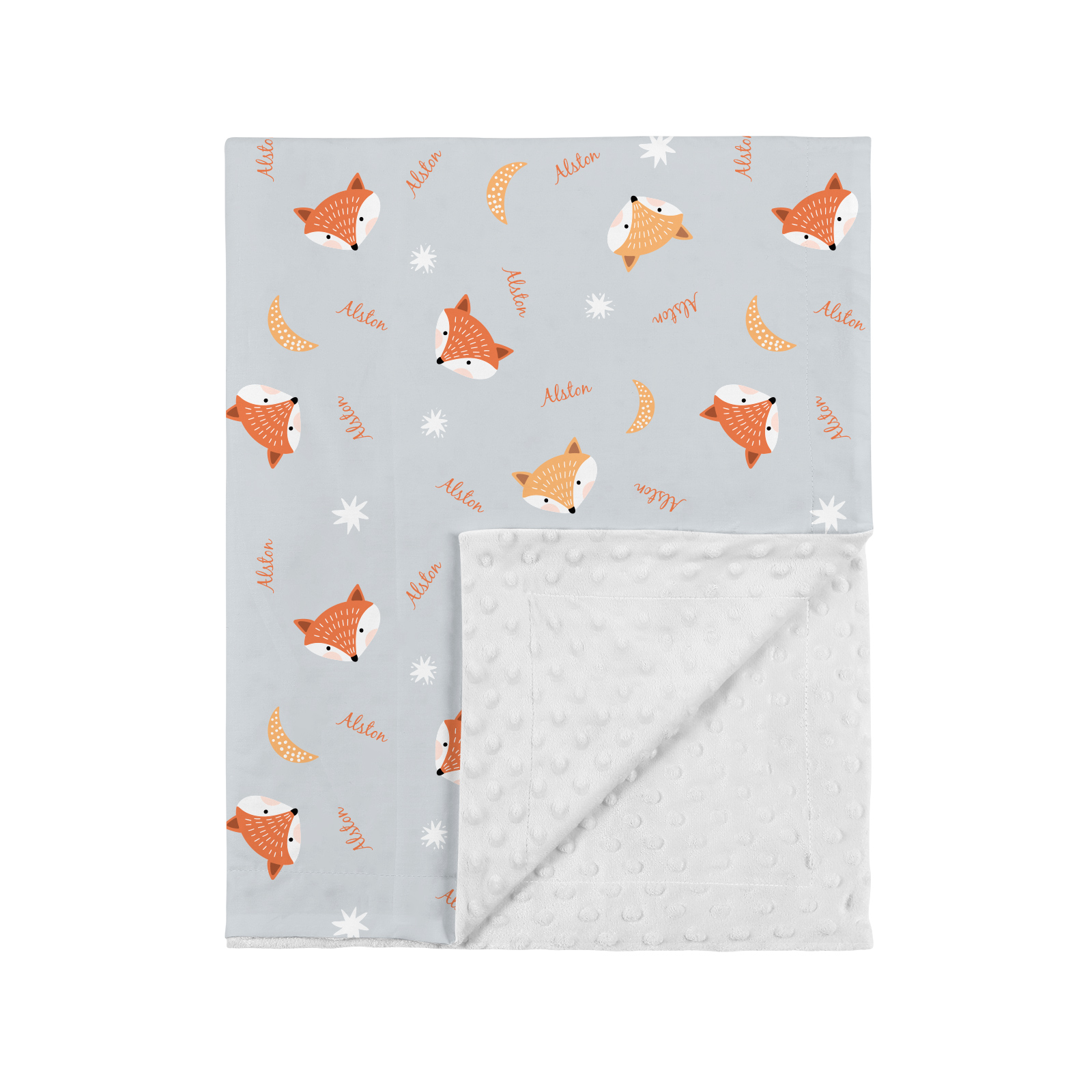 Cute Foxes Personalized Baby Boy Name Blanket