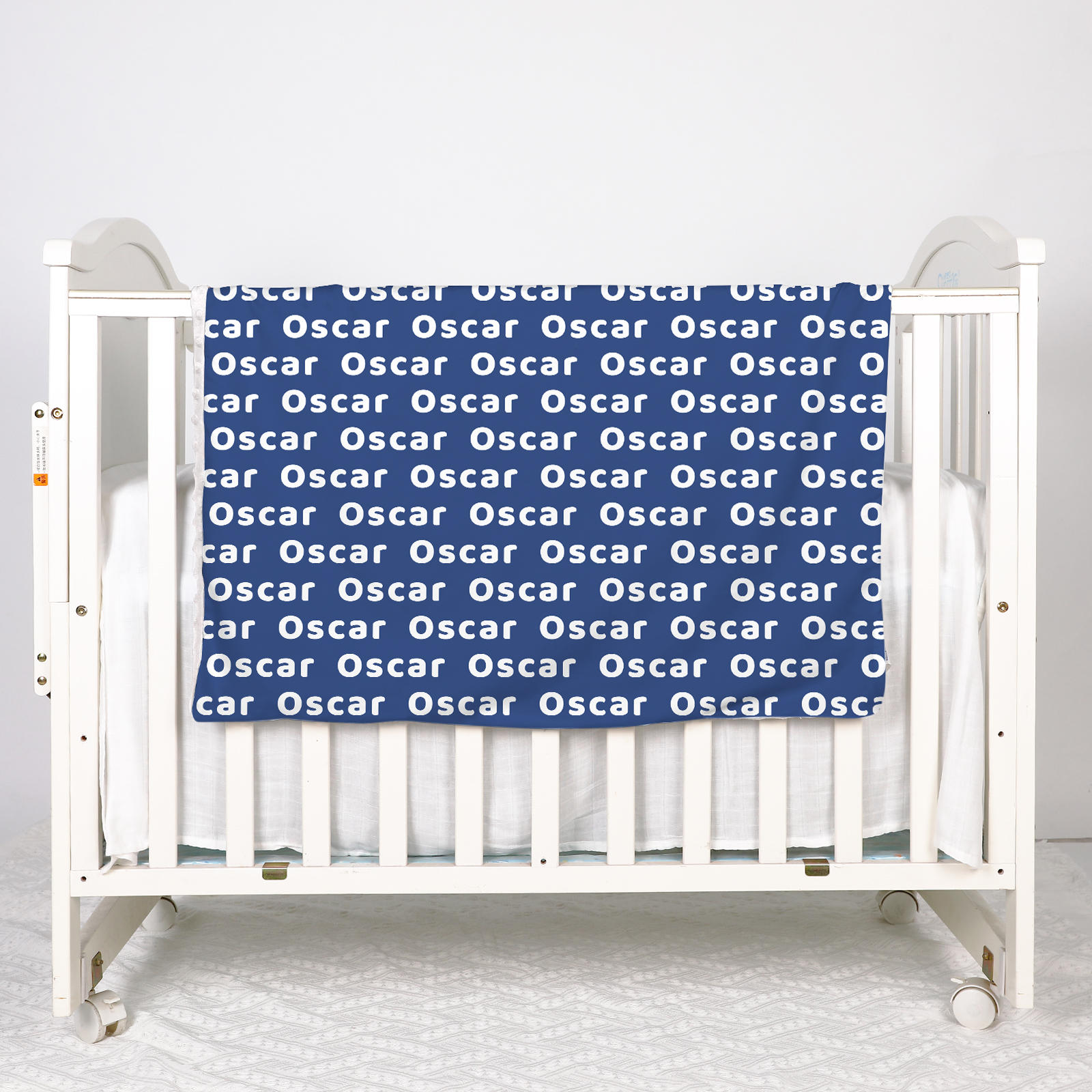 Oscar's Dark Blue Fleece Personalized Name Blanket