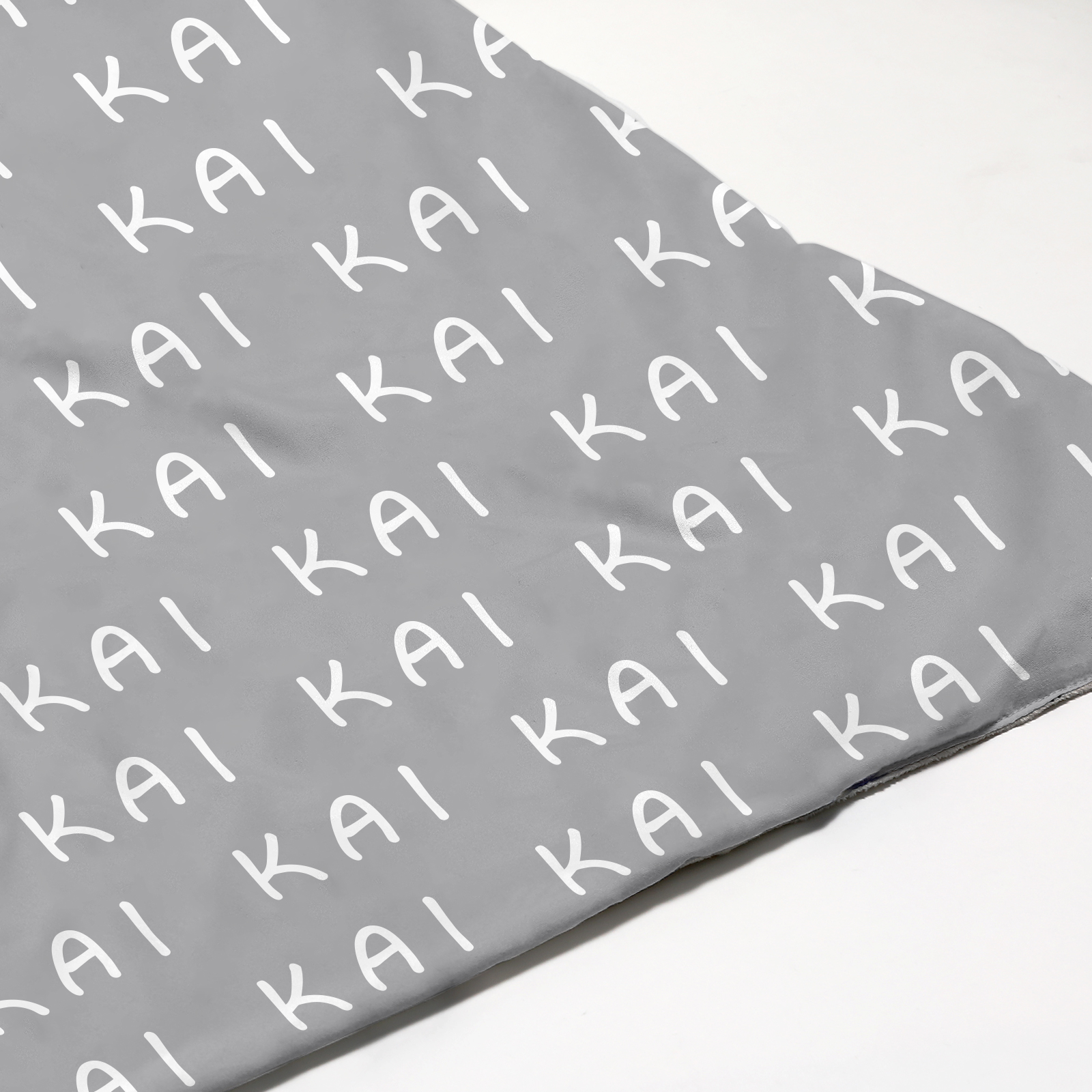 Kai's Spun Pearl Tone Personalized Baby Name Blanket