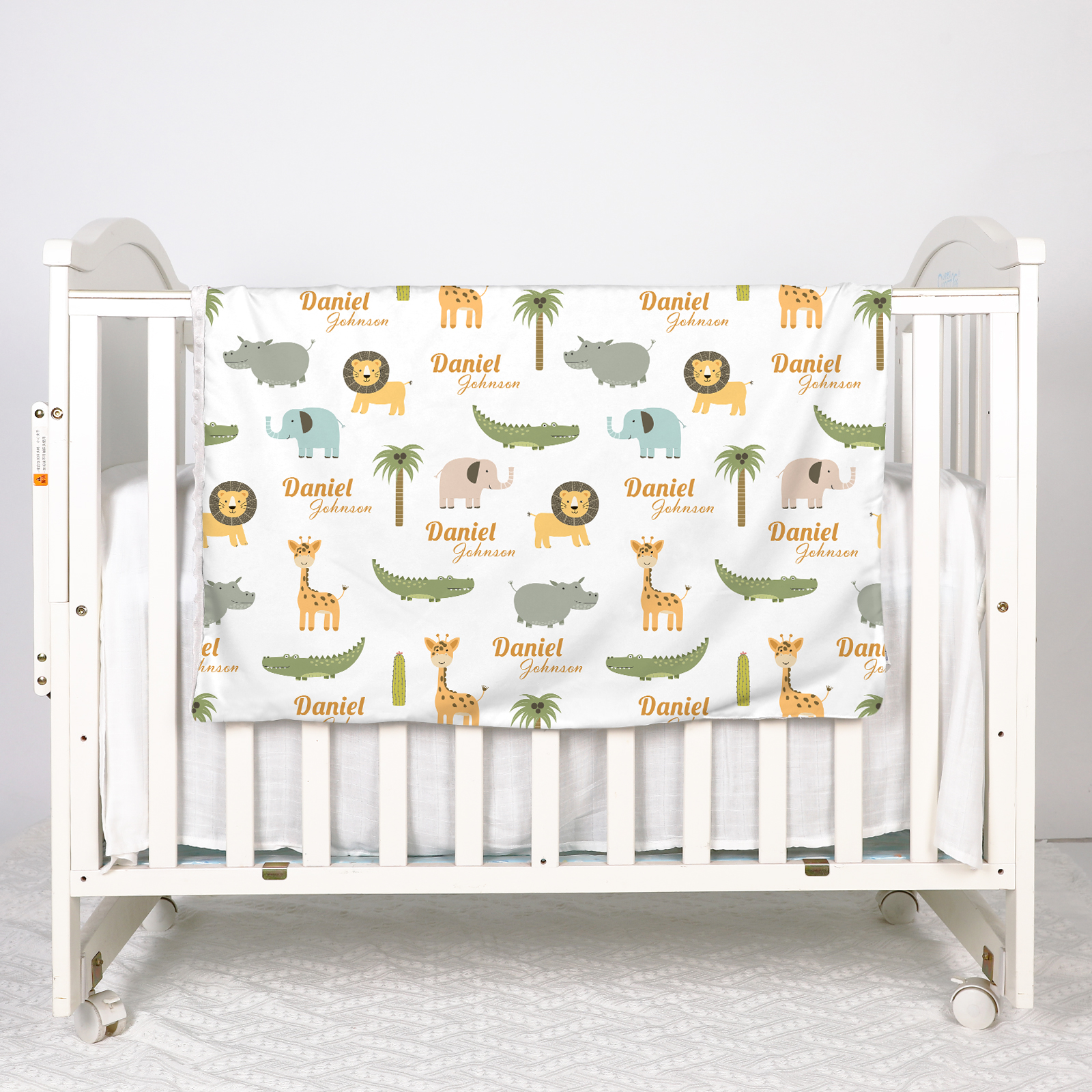 Animal Party Personalized Baby Name Blanket