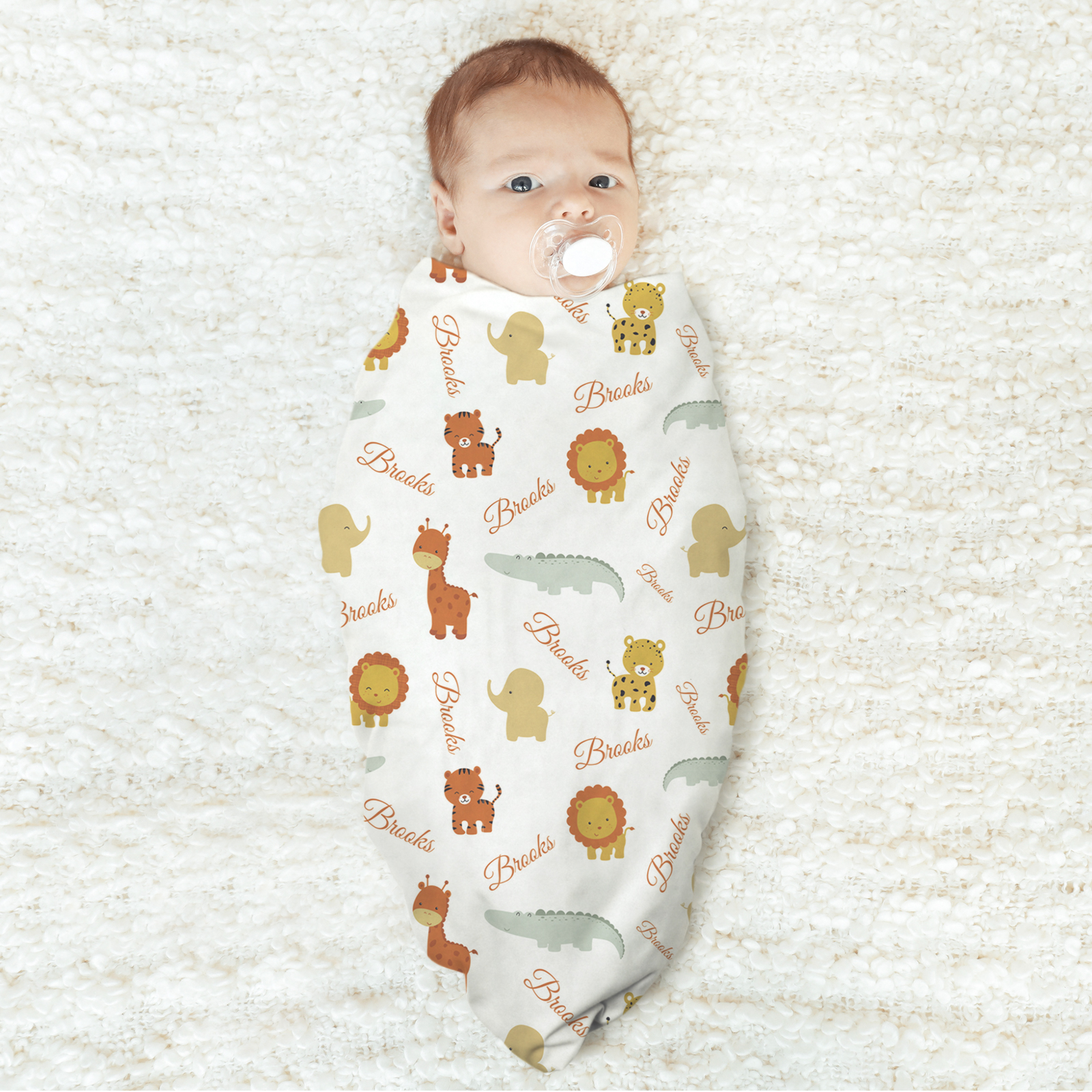 Brooks' Cute Animals Personalized Baby Boy Name Blanket