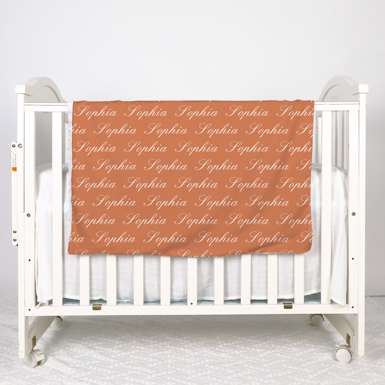 Sophia's Red Orange Script Personalized Name Blanket