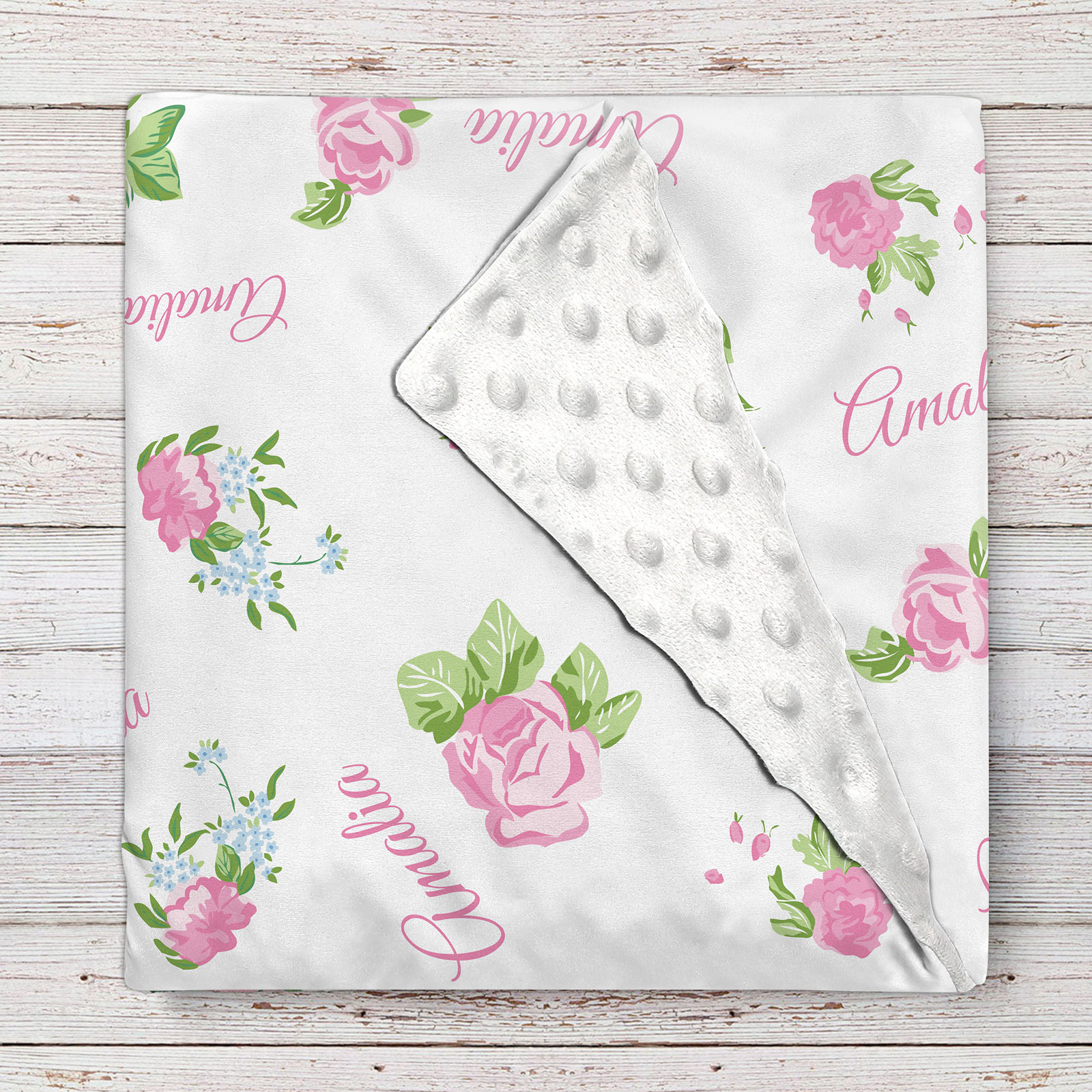 Personalized Baby Girl Name Blanket, Romantic Pink