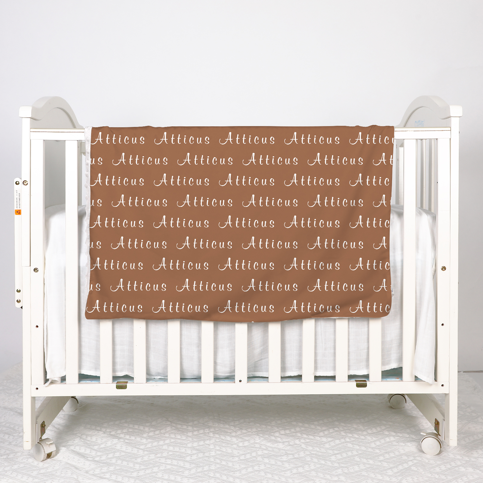 Atticus' Grayish Brown Personalized Baby Blanket