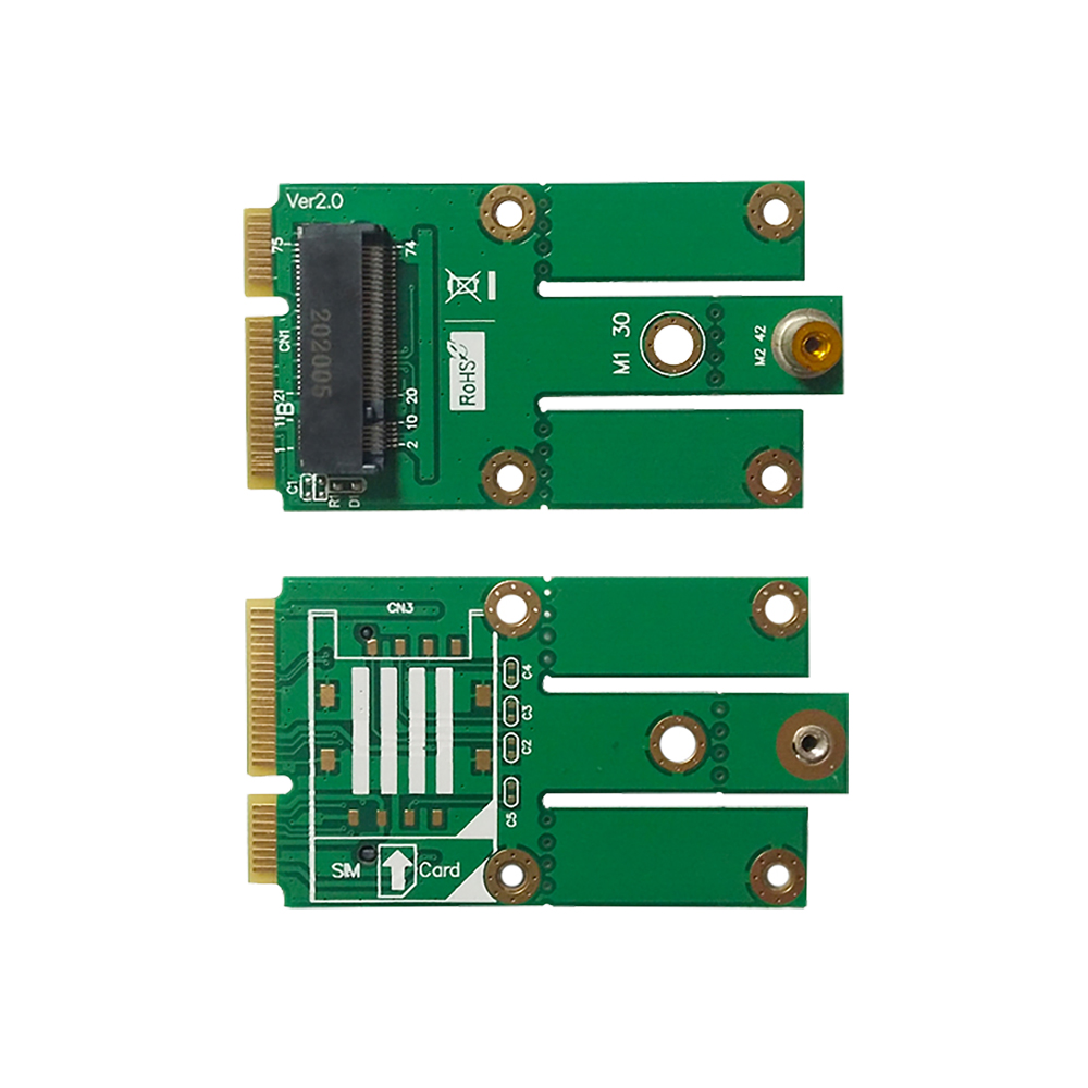 4G LTE Industrial M.2(NGFF) to Mini PCie Adapter Without SIM Card Slot Compatible with 4G LTE Module Like Quectel EM05, EM06, EM12-G etc.