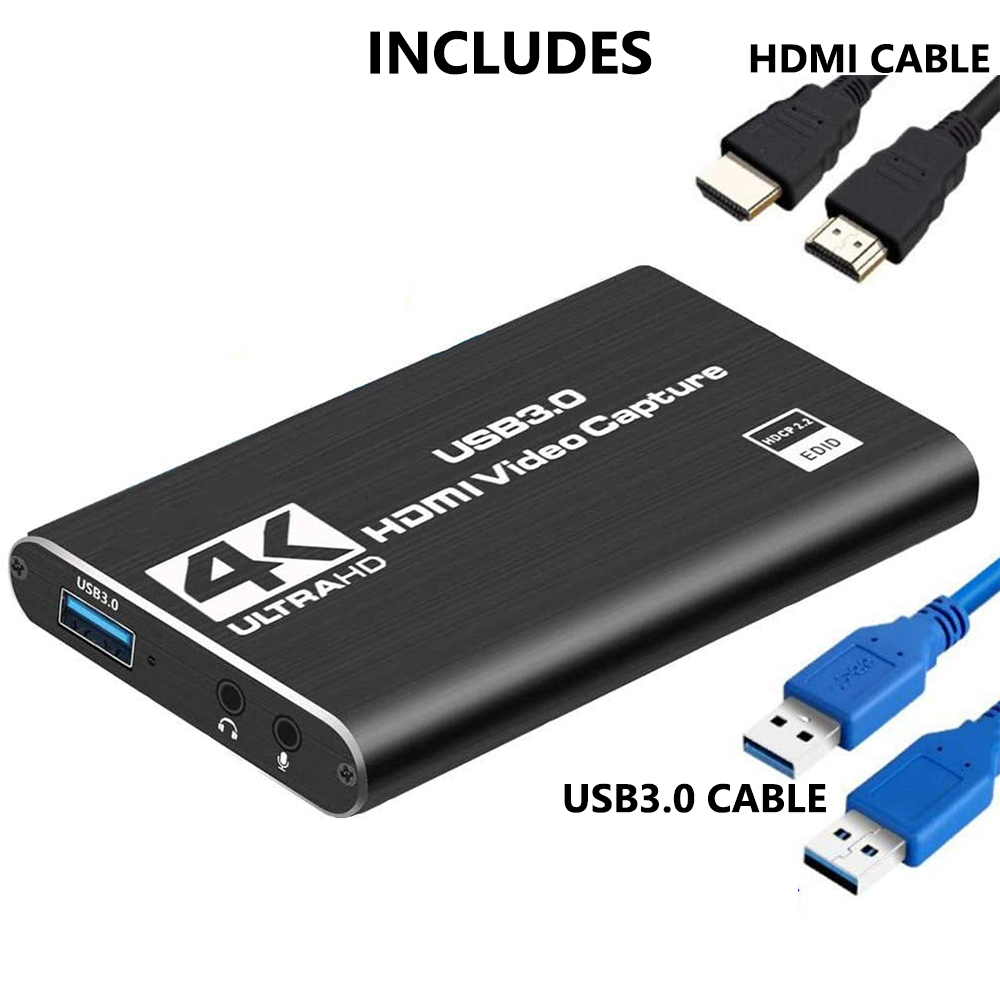 4K 60FPS HDMI Video Capture Card W/USB3.0 HDMI Loop Out