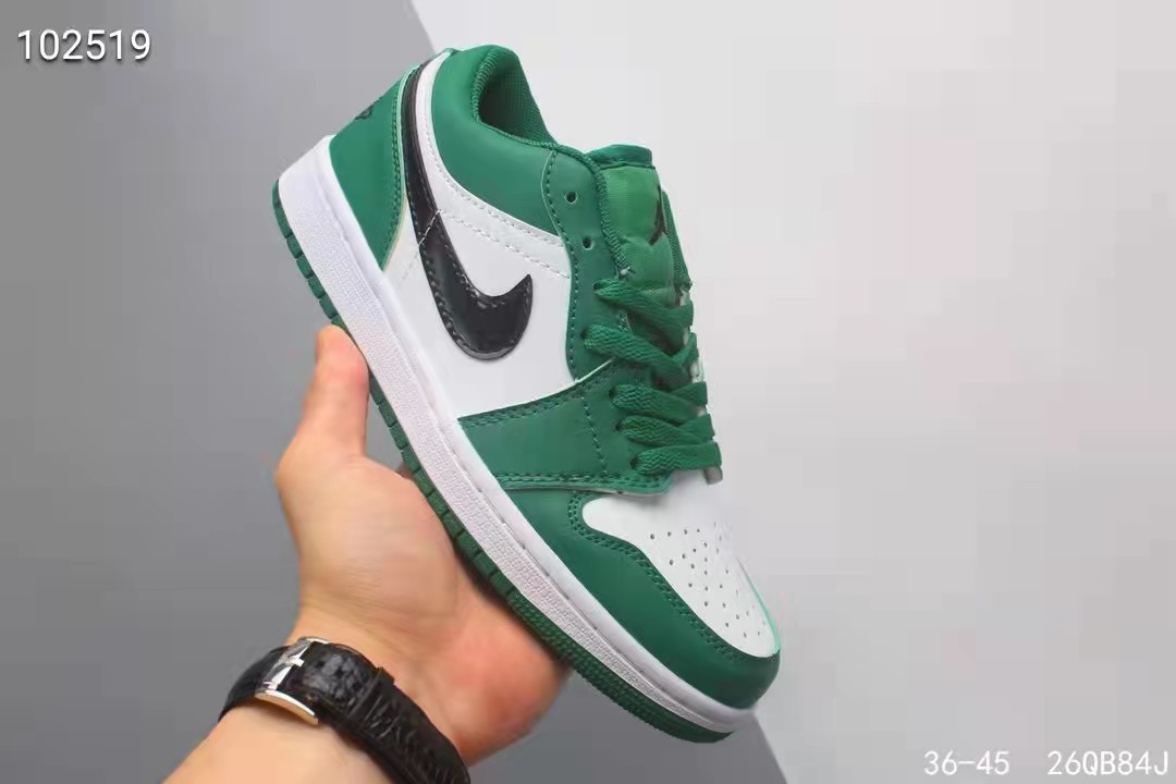 Classic men's and women's low-top sneakers Trainer AJ1 White+Black+GREEN