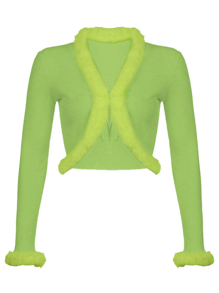 Women Sexy Ribbed Split Lace Up V Neck Feather Sleeve Shirt-xinru