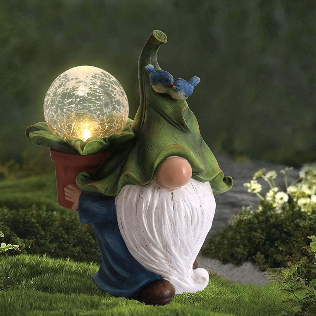 Magic Ball Welcome Outdoor Funny Gnome Solar LED Lights Figurine Ornament Decor-xinru