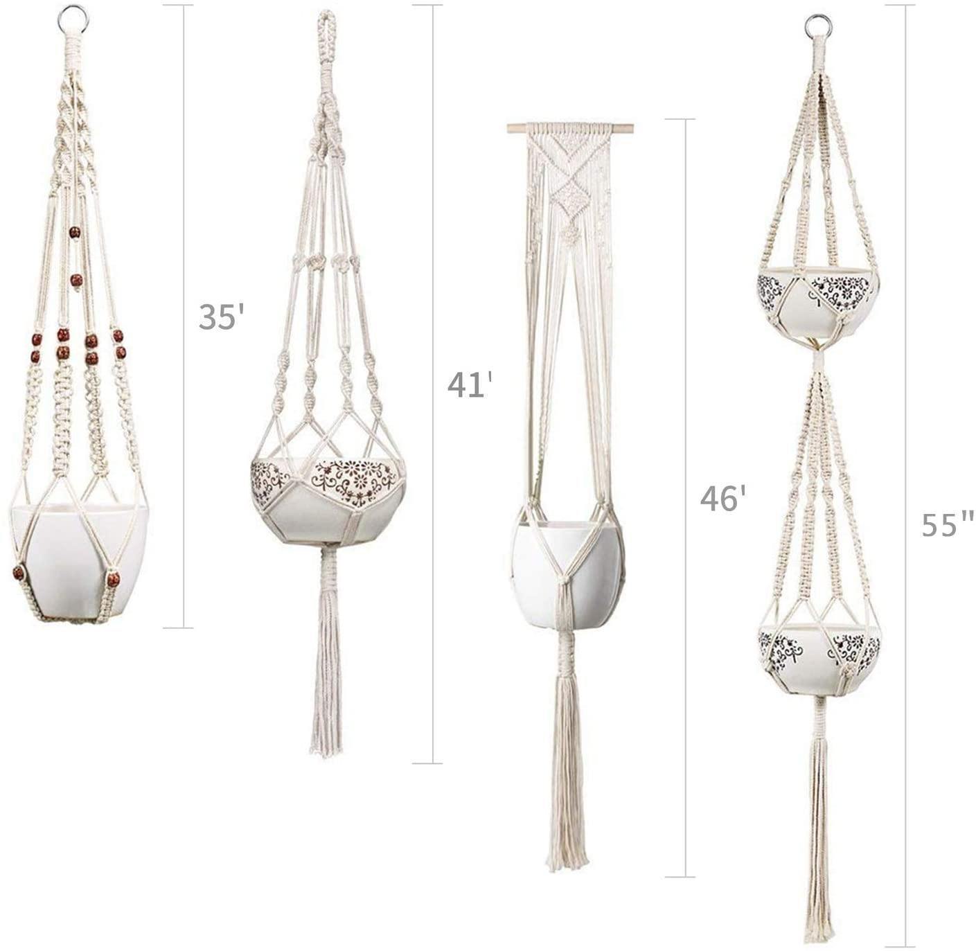 Handmade Boho Macrame Plant Hanger Set 4-Piece-xinru