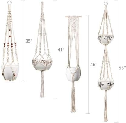 Handmade Boho Macrame Plant Hanger Set 4-Piece-xinru