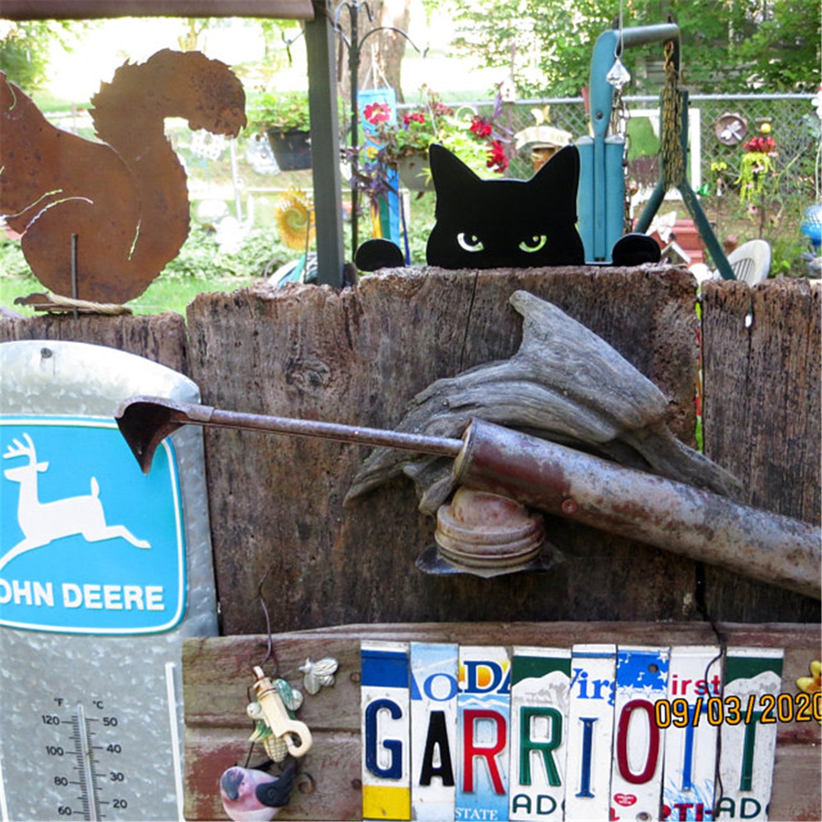 Black Cat Sculpture Gifts Lawn Ornament Metal Peeping Cat Cats Yard Sculpture-xinru