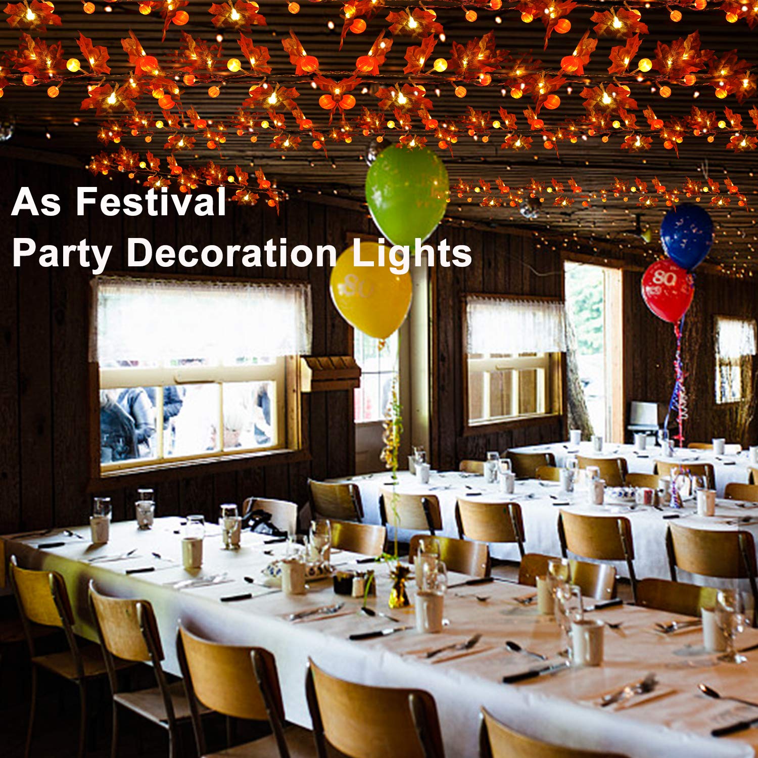 Maple Leaf Pumpkin LED Lights Festival Party Decoration Battery String Lights-xinru