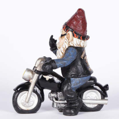 Gnome Dwarf Riding Motorcycle Garden Lawn Statue Ornament-xinru