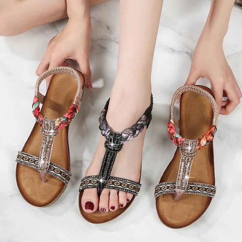 Women Bohemia Clip Toe Beach Wedges Sandals-xinru