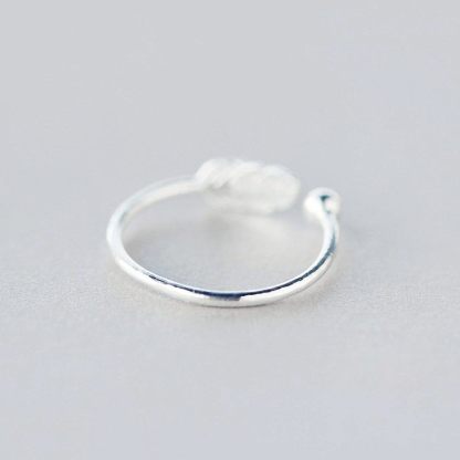 Women Vintage Statement Adjustable Feather Ring in Sterling Silver-xinru