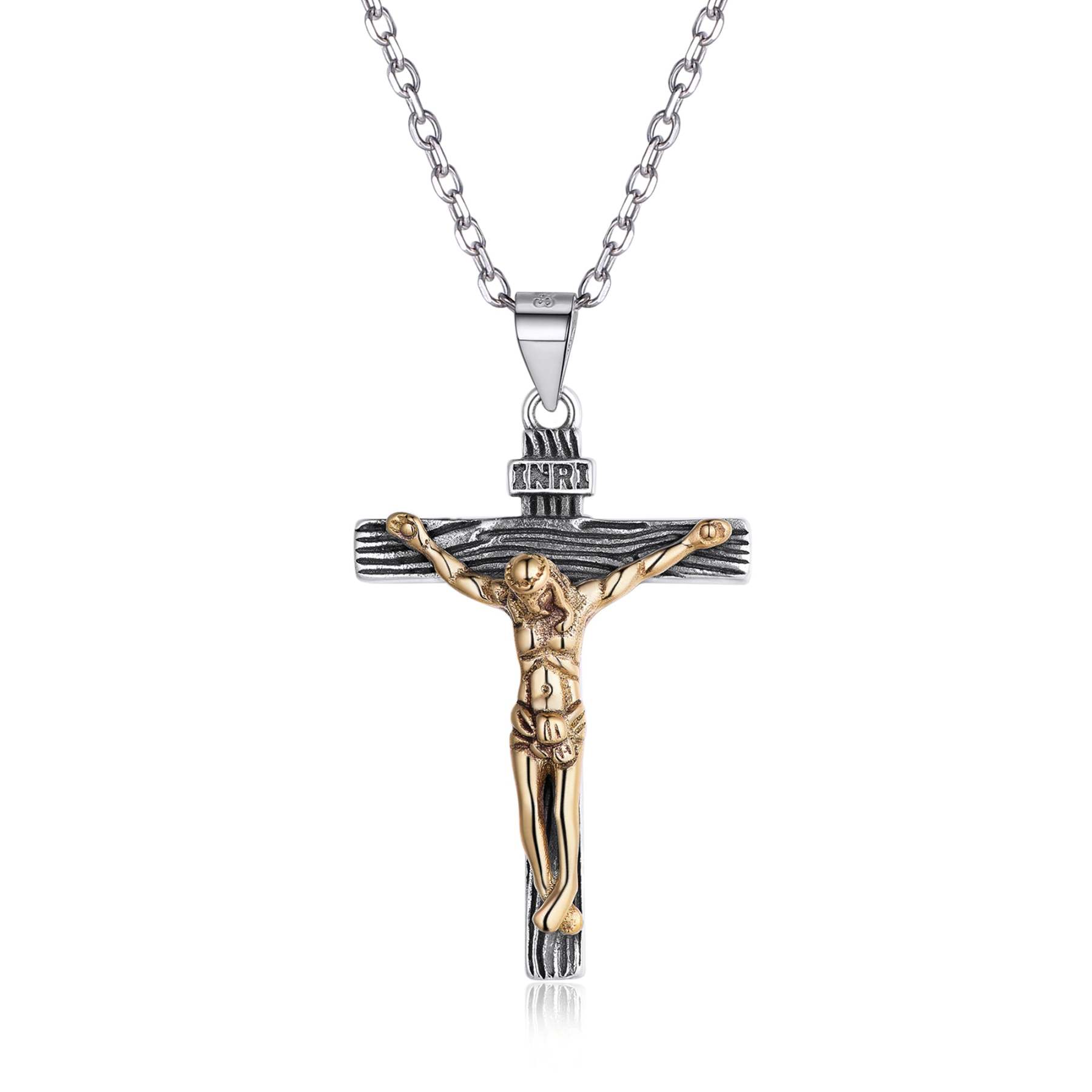 Sterling Silver Crucifix Cross Necklace Jesus Pendant For Men Women-xinru