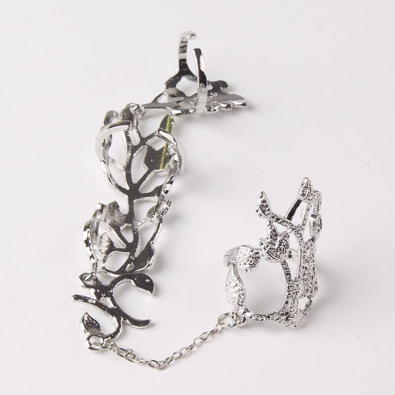 Crystal Flower Rhinestone Double Finger Rings-xinru