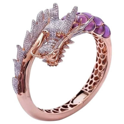 Ladies Gemstone Rose Gold Dragon Ring-xinru