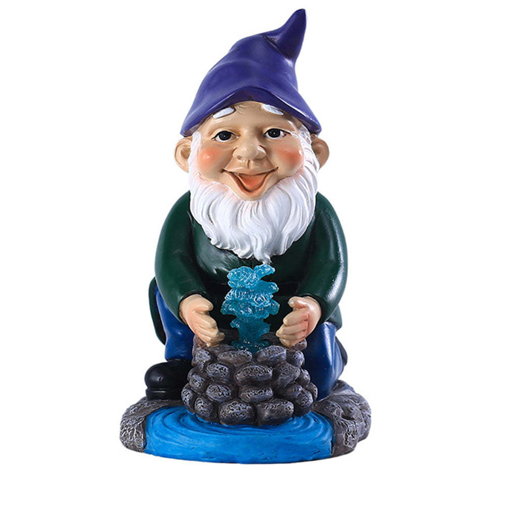 Garden Well Gnome Solar Lamp Resin Ornament Dwarf Decorative Crafts-xinru