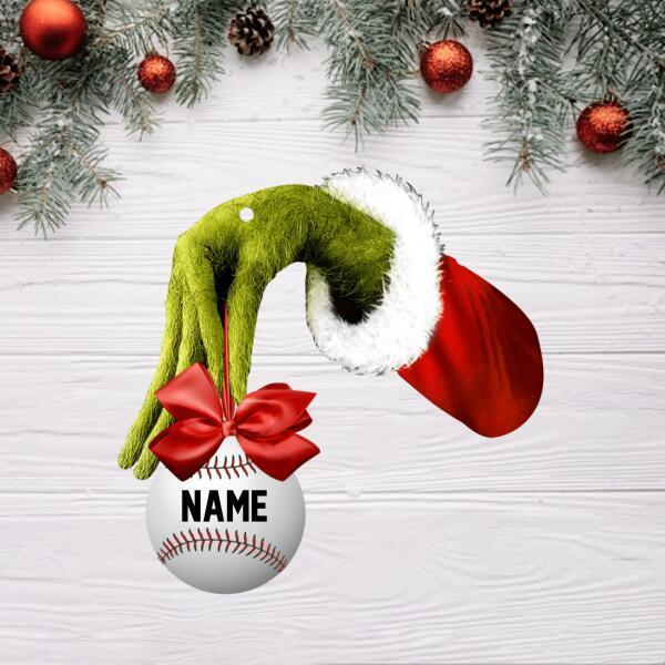 Christmas Grinch Hand Personalized Cut Ornament Gift For Baseball Lover ORN-00356-xinru shop