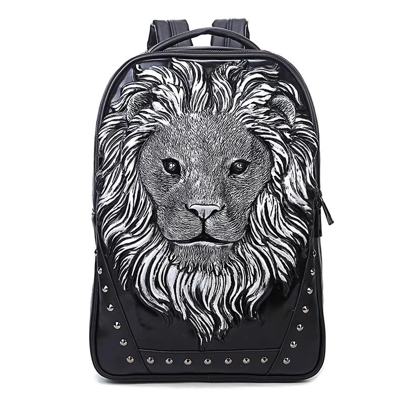 3D Lion King of the Jungle Leather Backpack-xinru shop