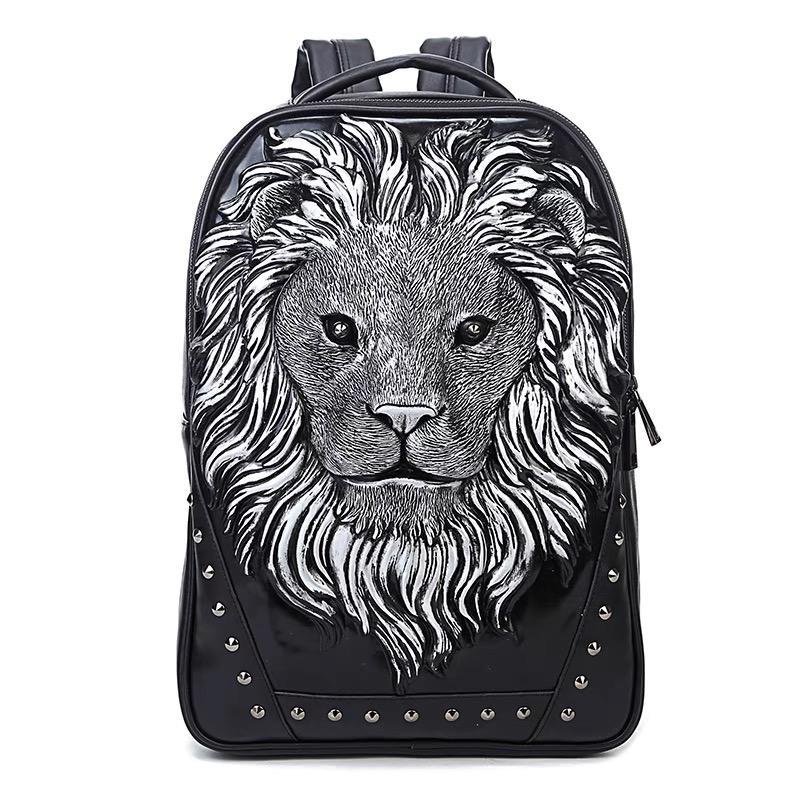 3D Lion King of the Jungle Leather Backpack-xinru shop