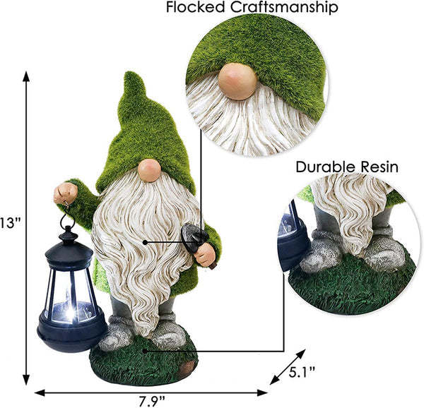 Flocked Gnomes Garden Decorations with Solar Lights-xinru