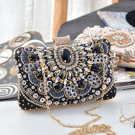 Vintage Acrylic Rhinestone Evening Party Clutch-xinru