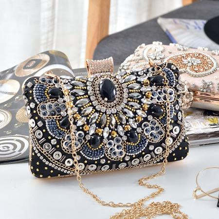 Vintage Acrylic Rhinestone Evening Party Clutch-xinru