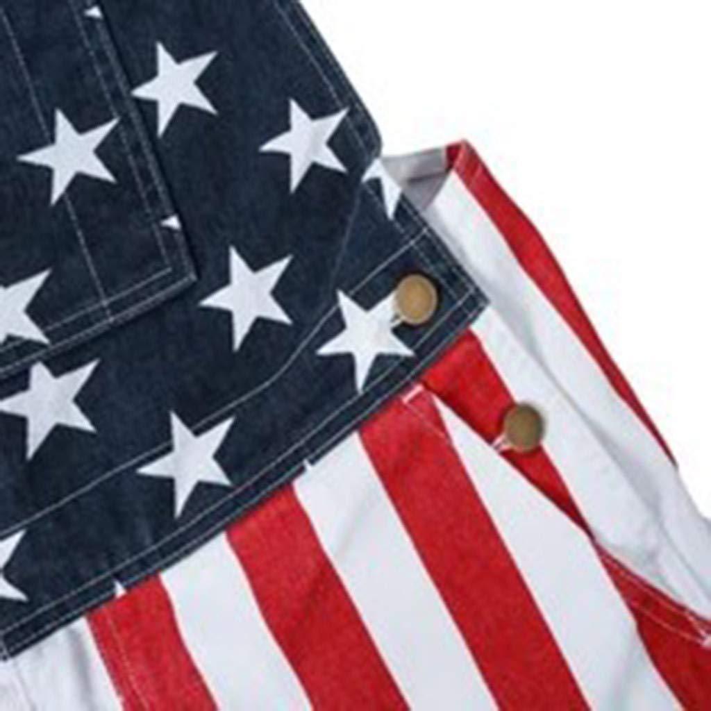 Unisex American Flag Casual Pocket Jumpsuit Overalls Bib-xinru