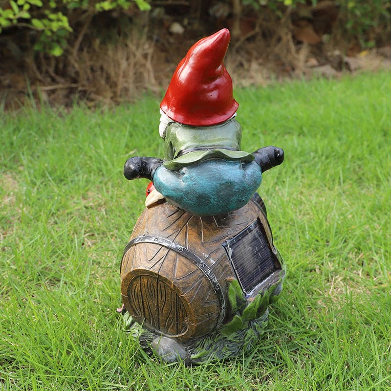 LED Landscape Light-Drunk Gnome Splitting On A Wine Barrel-xinru