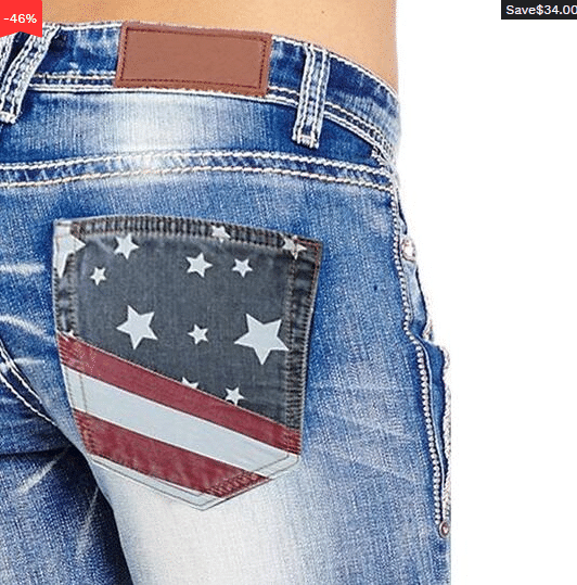American Flag Stretch Washed Bootcut Jeans-xinru