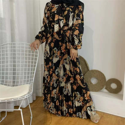 Muslim Islamic Women Floral Long Dress Ramadan Gift-xinru