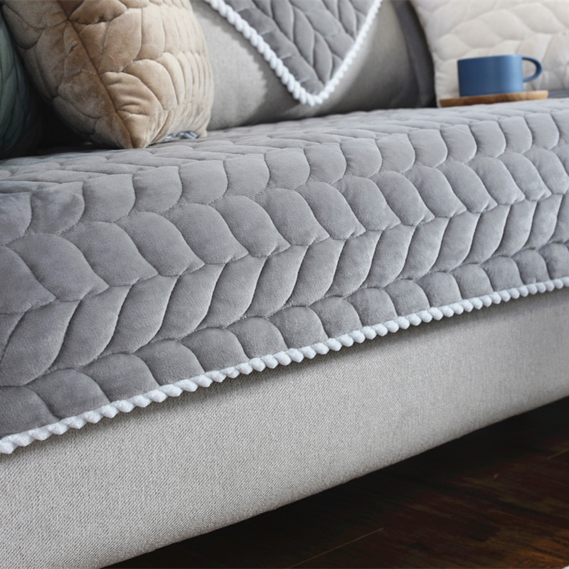Sofa Slipcover Anti-slip Thicken Plush Quilted Sofa Towel Universal Sectional Couch Cover | Whiteflip
